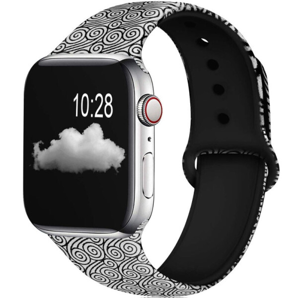 

Силиконовый ремешок с рисунком для Apple watch 38mm / 40mm (Черно-белые узоры) (905433)