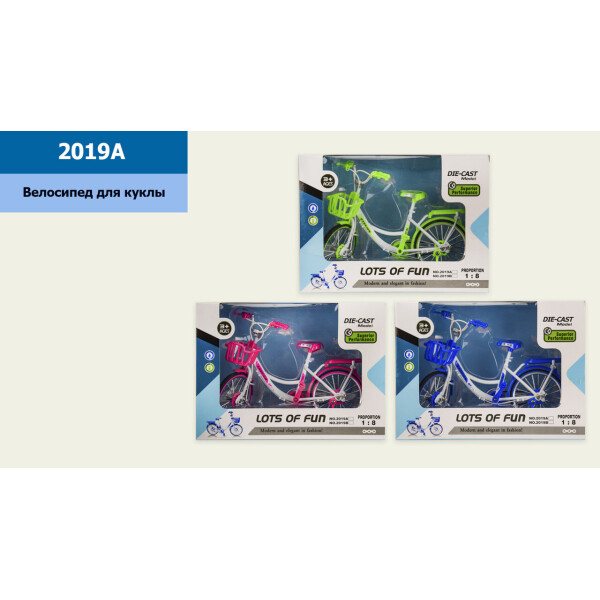 

Велосипед для куклы 3 цвета,металл.с платик.эл-ми, 19.5*6*13см, в кор. 22*7,5*16см /48-2/