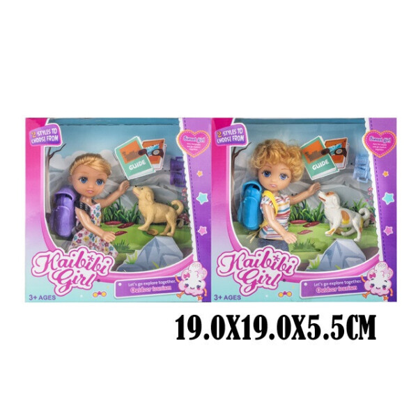 

Кукла маленькая 2 вида,собачка,рюкзак,в кор. 19*19*5,5см /60/