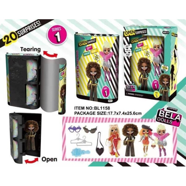 

Кукла Bella Dolls Модные фэшн-куклы 17,5см, переодевать+сюрпризы: одежда, украшения, аксессуары, в кор./32-2/