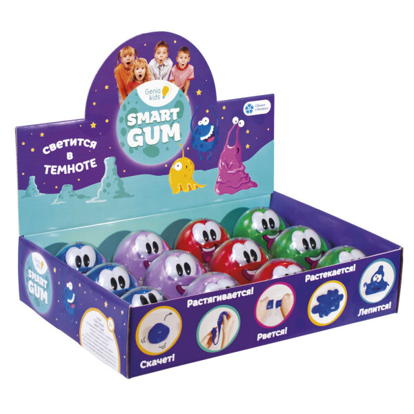 

Пластилин для детской лепки «SMART GUM», светящийся в темноте 6,1 * 6,1 * 6 см//