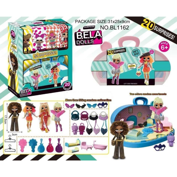 

Игровой набор кукла Bella Dolls чемодан с мебелью д/кукол ,кукла 17,5см+сюрпризы: одежда, украшения, аксессуары, в кор.25,5*9*31,5см /36-2/