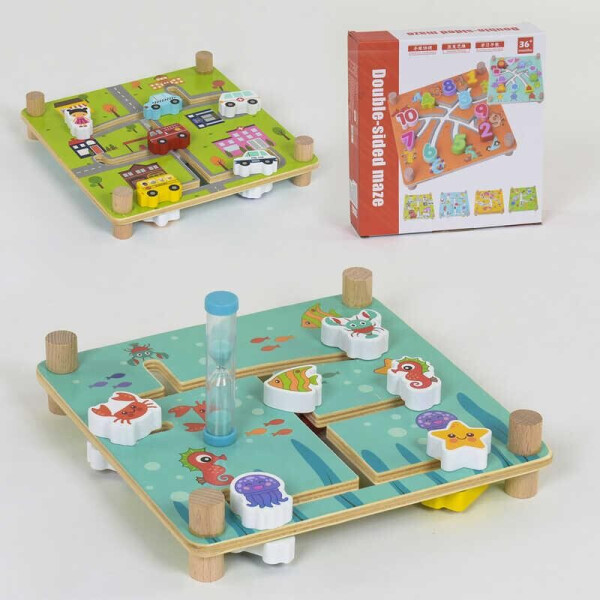 

Деревянная игра Лабиринт с песочными часами, 2 вида, в кор. 23*5*23см /60/