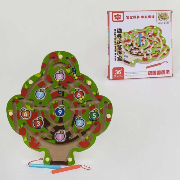 

Деревянная игрушка Дерево-Лабиринт магнитный, в кор. 29*2*29см /60/