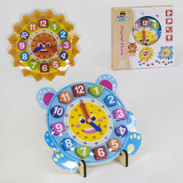 

Деревянная игра Часы-вкладыши на подставке, 2 вида, в кор. /80/