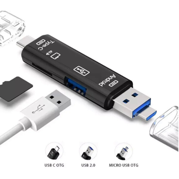 

Кардридер USB 2.0 OTG Type-C MicroSD MicroUSB переходник 5 в 1 (35782)