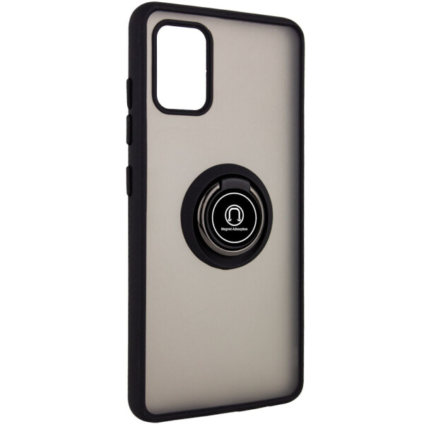 

TPU+PC чехол Deen ColorEdgingRing под магнитный держатель для Samsung Galaxy A51 Черный