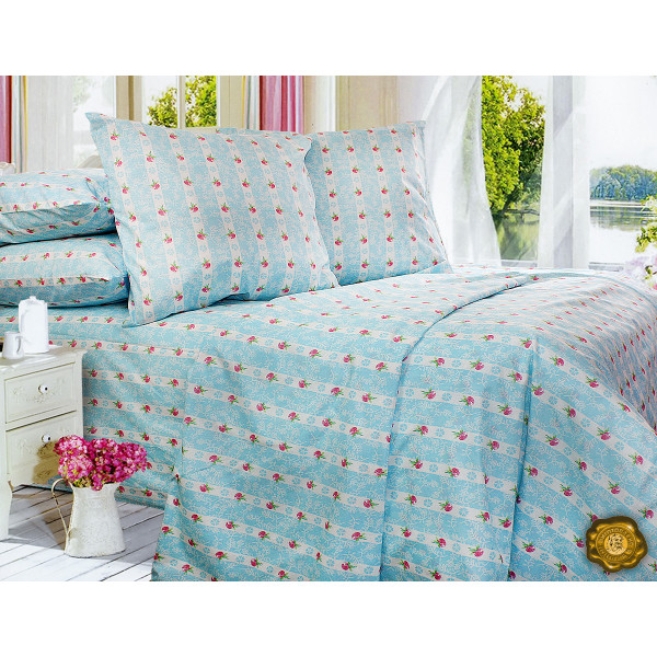 

Комплект постельного белья Еней-Плюс Т0470 голубой, белый, красный Евро