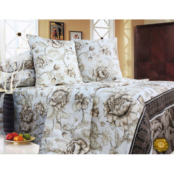 

Комплект постельного белья Еней-Плюс Б0312 коричневый, белый Двойной