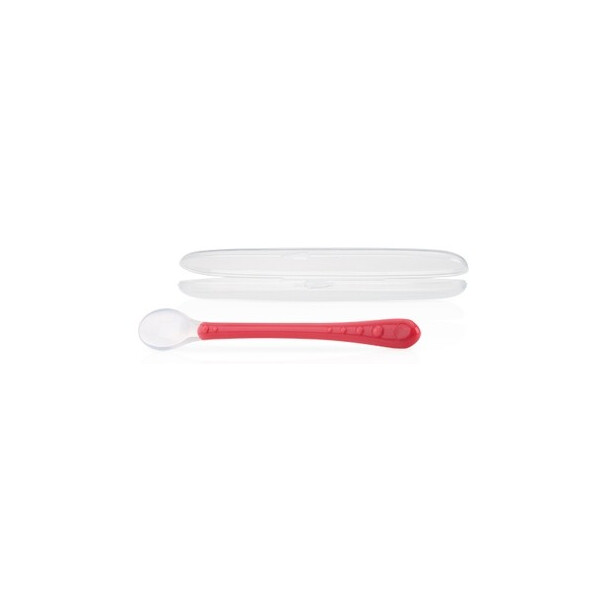 

Силиконовая ложка Nuby Easy Grip, с длинной ручкой, в контейнере, розовый (5556pnk)