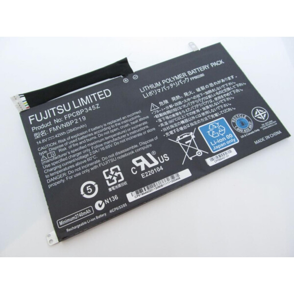 

Аккумулятор для ноутбука Fujitsu LifeBook UH572 FPCBP345Z, 2840mAh (42Wh), 4cell, 14.8V, Li-P (A47354)