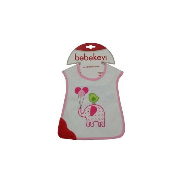 

Слюнявчик Bebekevi на липучке, розовый с белым (233 BV)