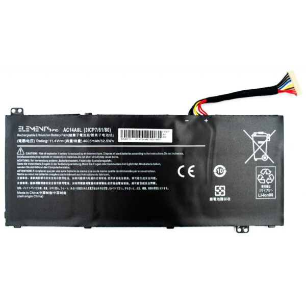

Аккумулятор для ноутбука Acer AC14A8L, 4605mAh (52.5Wh), 3cell, 11.4V, Li-ion (A47257)