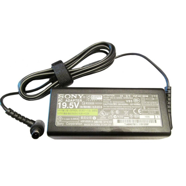 

Блок питания к ноутбуку SONY 64W 19.5V 3.3A разъем 6.5/4.4 (VGP-AC19V48)