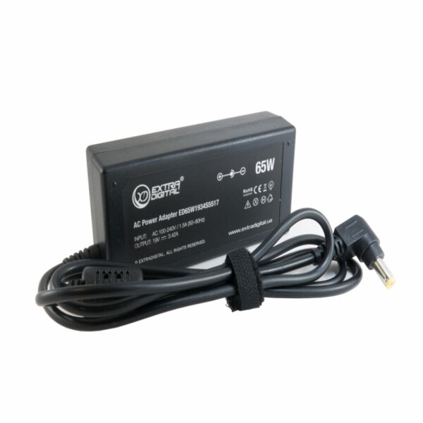

Блок питания к ноутбуку EXTRADIGITAL Acer 19V, 3.42A, 65W (5.5x1.7) (PSA3850)