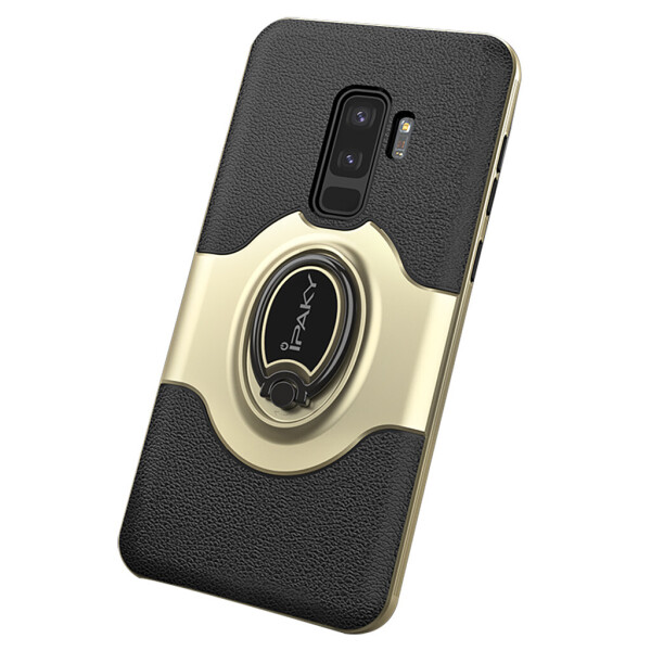 

TPU+PC чехол iPaky Feather с имитацией кожи и подставкой для Samsung Galaxy S9+ Золотой
