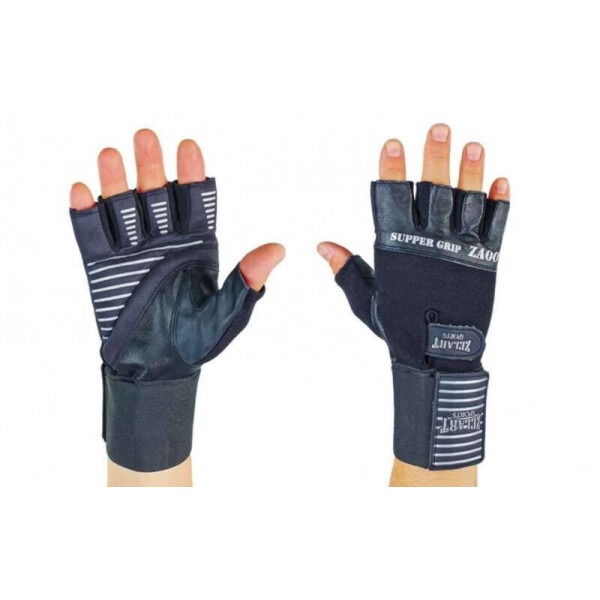 

Перчатки для тяжелой атлетики кожаные Zelart ZB-8117 Black