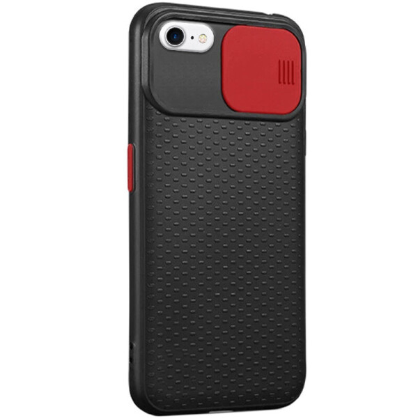 

Чехол Camshield Black TPU со шторкой защищающей камеру для Apple iPhone 7 / 8 (4.7) / SE (2020) Черный / Красный