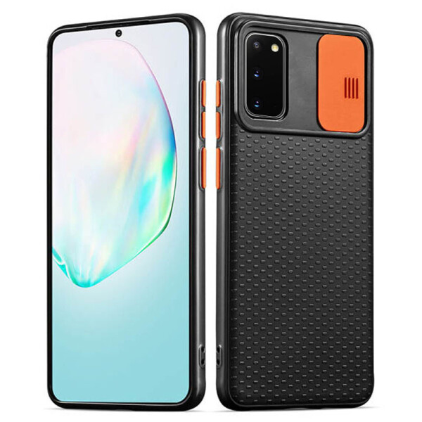 

Чехол Camshield Black TPU со шторкой защищающей камеру для Samsung Galaxy S20 Черный / Оранжевый