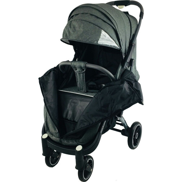 

Детская коляска прогулочная Yoya Plus Pro 21 на молнии с Большим дождевиком и Матрасиком мягким Темно-серая