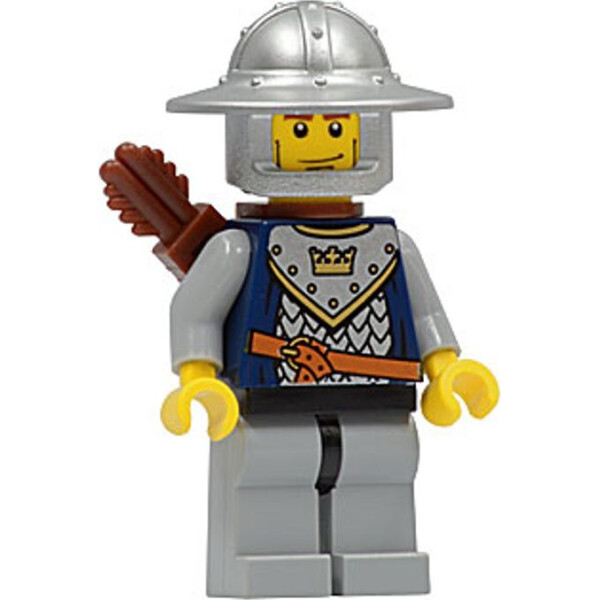 

LEGO Castle Fantasy Era - Crown Knight Scale Mail with Crown, Helmet with Broad Brim, Vertical Cheek Lines, Quiver (cas347)