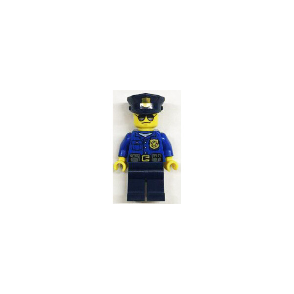 

LEGO City Полицейский в синей фуражке с кокардой в синей форме и темных очках (town0270)