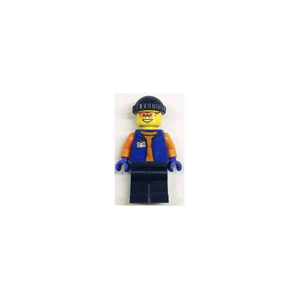 

LEGO City Сотрудник арктической станции в оранжевой кофте синей жилетке с бейджем (town0259)