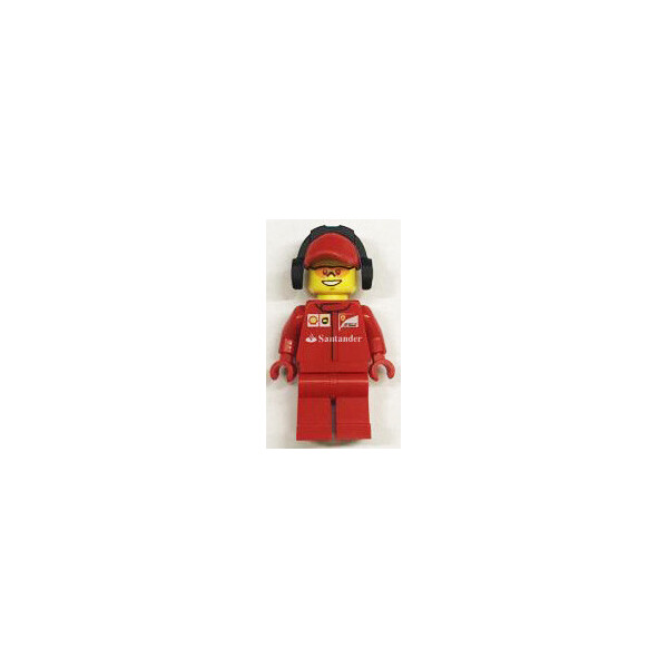 

LEGO Speed Champions Гонщик в красной форме с эмблемой Shell в красной кепке, черных наушниках и прозрачно-оранджевых очках (town0247)