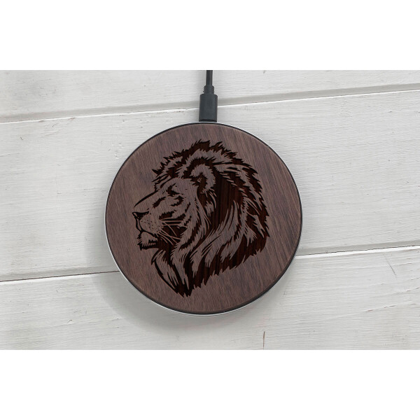 

Быстрая беспроводная деревянная зарядка SkinWood Black Fast Charge lion-king