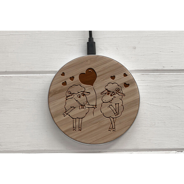 

Быстрая беспроводная деревянная зарядка SkinWood White Fast Charge sheep