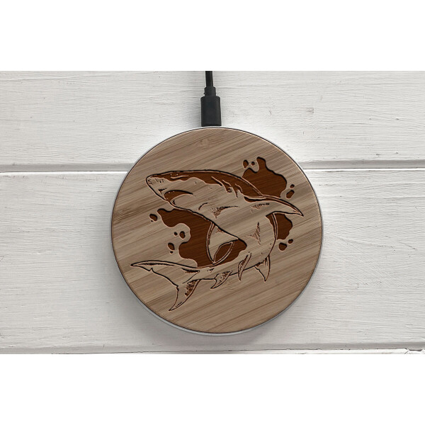 

Быстрая беспроводная деревянная зарядка SkinWood White Fast Charge shark