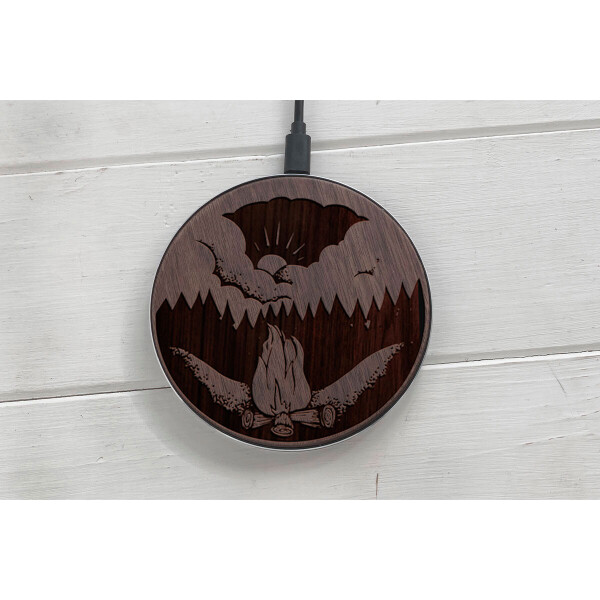 

Быстрая беспроводная деревянная зарядка SkinWood Black Fast Charge CampFire