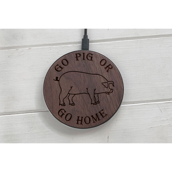 

Быстрая беспроводная деревянная зарядка SkinWood Black Fast Charge Pig