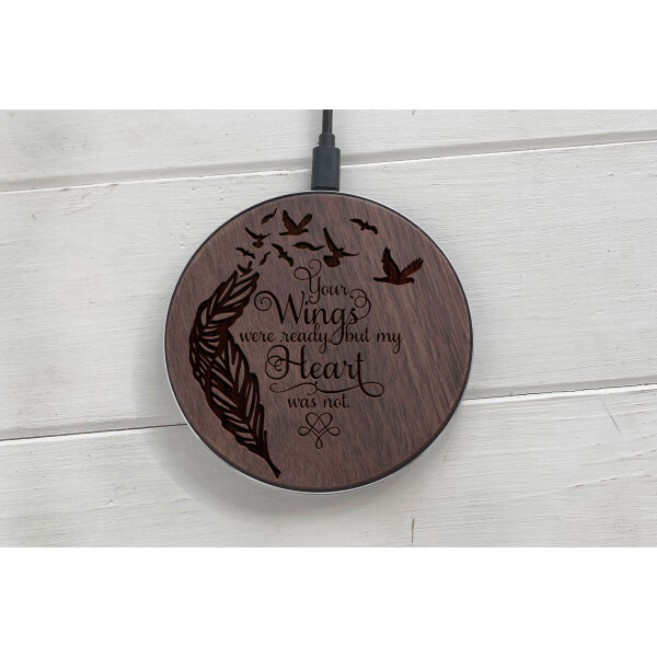 

Быстрая беспроводная деревянная зарядка SkinWood Black Fast Charge wings