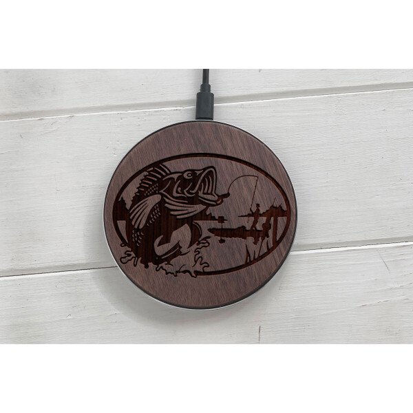 

Быстрая беспроводная деревянная зарядка SkinWood Black Fast Charge Fishing
