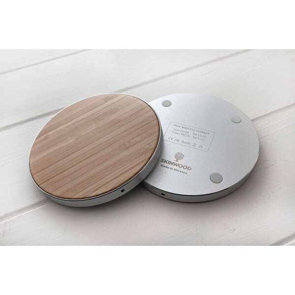 

Быстрая беспроводная деревянная зарядка SkinWood White Fast Charger