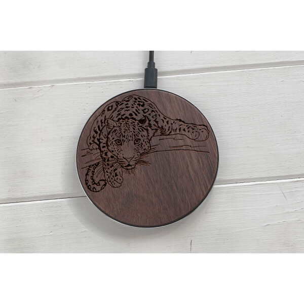 

Быстрая беспроводная деревянная зарядка SkinWood Black Fast Charge Cheetah
