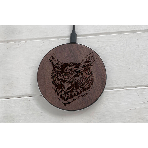 

Быстрая беспроводная деревянная зарядка SkinWood Black Fast Charge owl