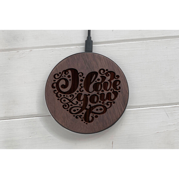 

Быстрая беспроводная деревянная зарядка SkinWood Black Fast Charge Love