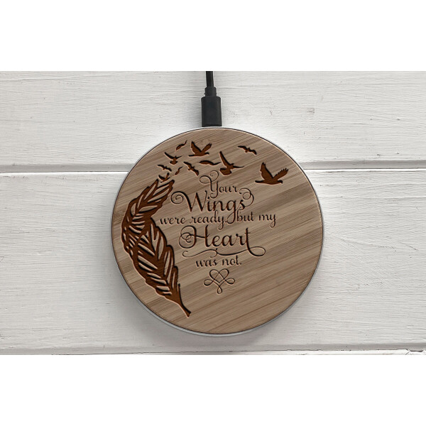 

Быстрая беспроводная деревянная зарядка SkinWood White Fast Charge wings