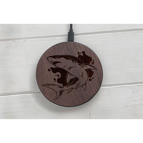 

Быстрая беспроводная деревянная зарядка SkinWood Black Fast Charge shark