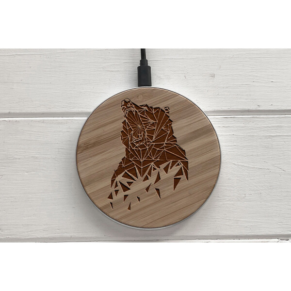 

Быстрая беспроводная деревянная зарядка SkinWood White Fast Charge bear