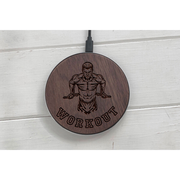

Быстрая беспроводная деревянная зарядка SkinWood Black Fast Charge Workout