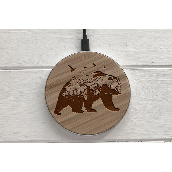 

Быстрая беспроводная деревянная зарядка SkinWood White Fast Charge bear 2