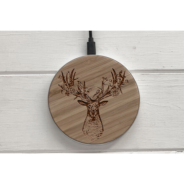 

Быстрая беспроводная деревянная зарядка SkinWood White Fast Charge deer
