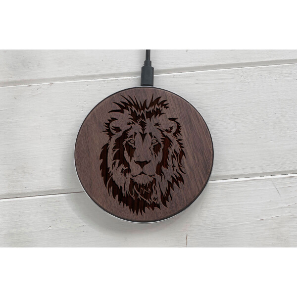 

Быстрая беспроводная деревянная зарядка SkinWood Black Fast Charge lion