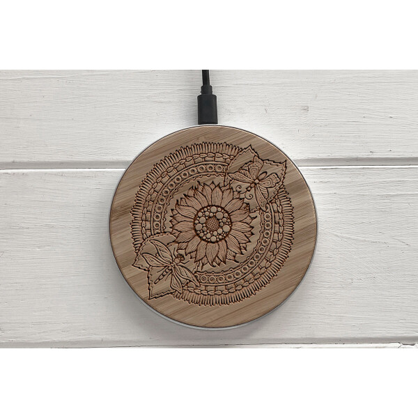 

Быстрая беспроводная деревянная зарядка SkinWood White Fast Charge dragonfly
