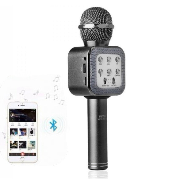 

Беспроводной микрофон караоке колонка блютуз Bluetooth динамик USB с чехлом 2 в 1 (762144) Черный