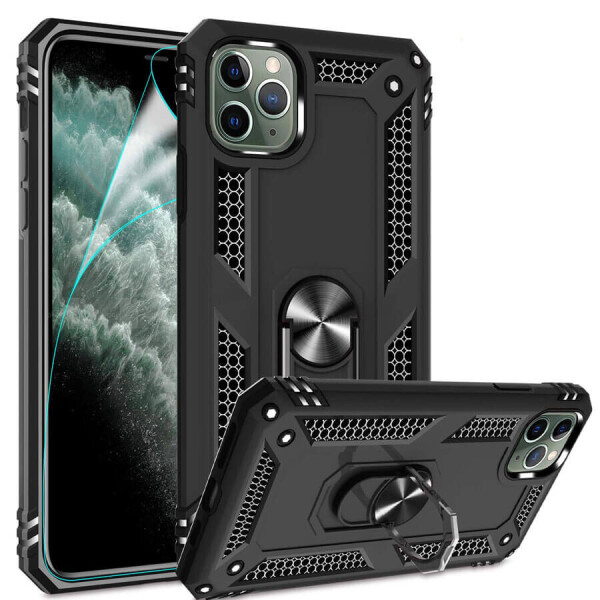 

Ударопрочный чехол Serge Ring магнитный держатель для Apple iPhone 11 Pro (5.8") Черный