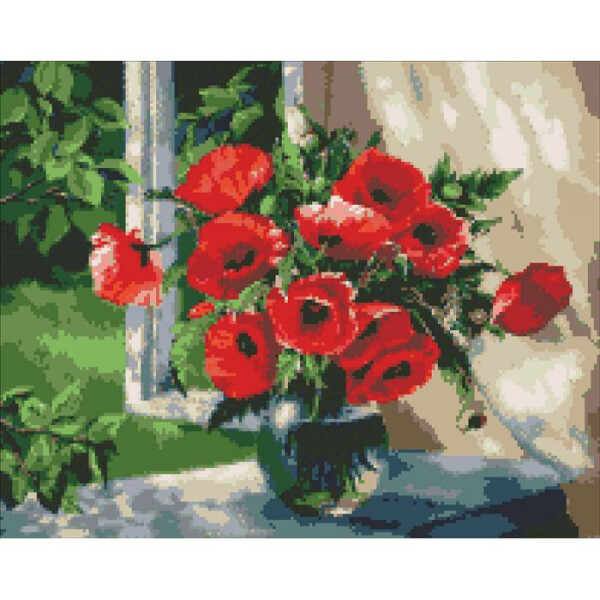 

Алмазная мозаика. "Маки на подоконнике" 40*50см AM6124